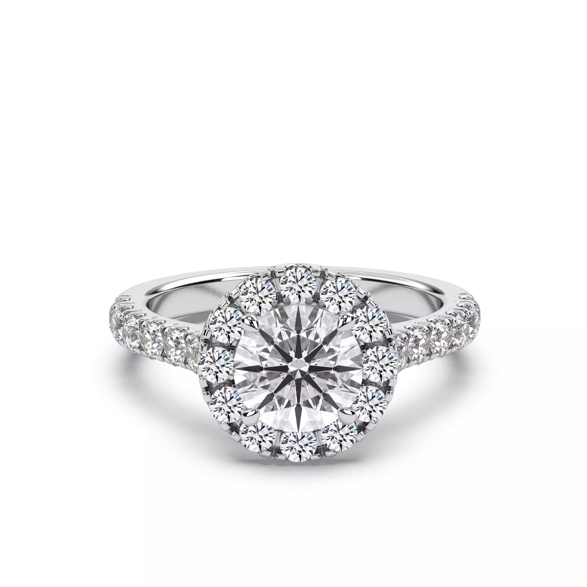 Round White Gold Halo Engagement Ring